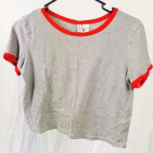 H&M pin striped crop top